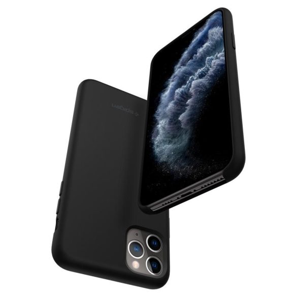 Spigen Silicone Fit iPhone 11 Pro Max hátlap, tok, fekete