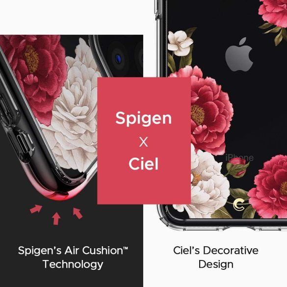 Spigen Ciel iPhone 11 Pro rózsa mintás hátlap, tok, átlátszó