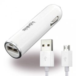   Konkis USB univerzális autós szivargyújtó töltő 1A + Micro USB kábel, fehér