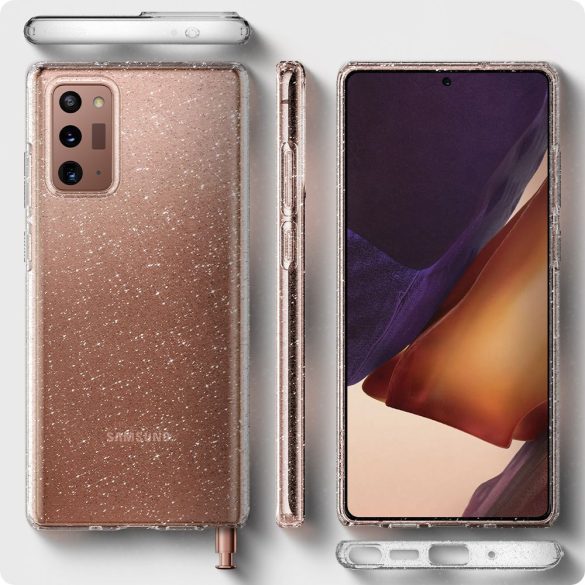 Spigen Liquid Crystal Glitter Samsung Galaxy Note 20 hátlap, tok, ezüst