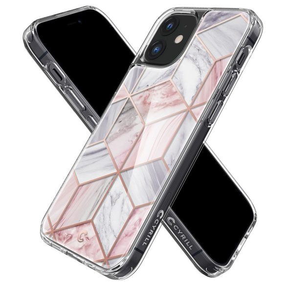 Spigen Cyrill Cecile Marble iPhone 12 Mini márvány mintás hátlap, tok, rózsaszín