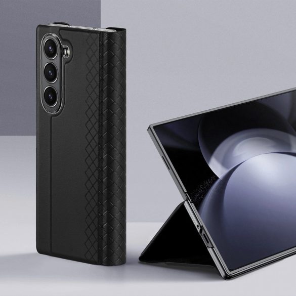 Dux Ducis Brill Samsung Galaxy Z Fold 6 eredeti bőr oldalra nyíló tok, fekete