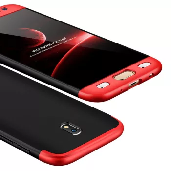   Full Body Case 360 Samsung Galaxy J7 (2017) hátlap, tok, fekete-piros