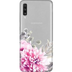   Casegadget Samsung Galaxy A70 rózsaszín virág mintás, hátlap, tok, színes