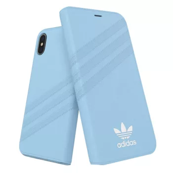  Adidas Original Booklet Case Gazelle iPhone X/Xs oldalra nyíló tok, világoskék