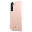 Guess GUHCS22MLSLMGPP Silicone Script Metal Logo Samsung Galaxy S22 Plus tok, rózsaszín