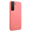 Guess GUHCS22MLSLMGFU Silicone Script Metal Logo Samsung Galaxy S22 Plus tok, rózsaszín