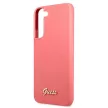 Guess GUHCS22MLSLMGFU Silicone Script Metal Logo Samsung Galaxy S22 Plus tok, rózsaszín