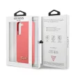 Guess GUHCS22MLSLMGFU Silicone Script Metal Logo Samsung Galaxy S22 Plus tok, rózsaszín