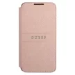 Guess GUBKS22MPSASBPI Saffiano Stripes Samsung Galaxy S22 Plus, oldalra nyíló tok, rózsaszín
