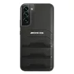 AMG AMHCS22MGSEBK Samsung Galaxy S22 Plus, hátlap, tok bőr dombornyomott vonalakkal, fekete