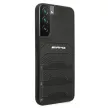 AMG AMHCS22MGSEBK Samsung Galaxy S22 Plus, hátlap, tok bőr dombornyomott vonalakkal, fekete