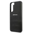AMG AMHCS22MGSEBK Samsung Galaxy S22 Plus, hátlap, tok bőr dombornyomott vonalakkal, fekete
