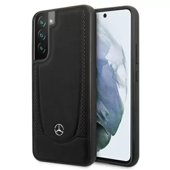   Mercedes MEHCS22MPSQBK Samsung Galaxy S22 Plus hátlap, tok Leather Stars Pattern, fekete