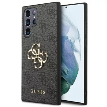   Guess GUHCS22L4GMGGR S908 Samsung Galaxy S22 Ultra hátlap, tok 4G Big Metal Logo, szürke