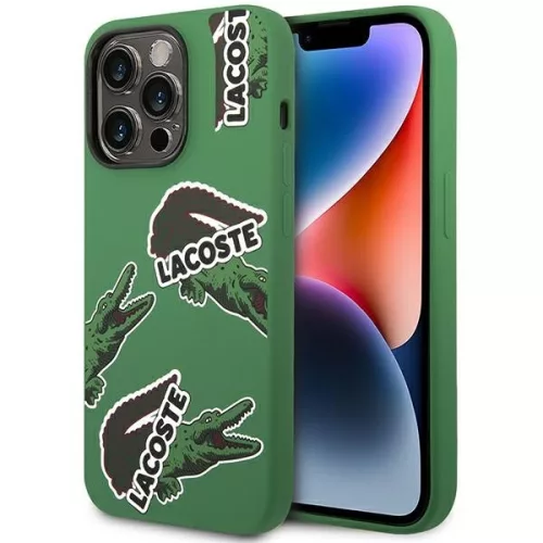 Lacoste LCHCP14LSON iPhone 14 Pro 6,1" Silicone Allover Pattern tok, zöld