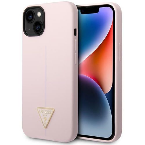 Guess GUHCP14SSLTGU iPhone 14 6.1" Silicone Triangle tok, lila