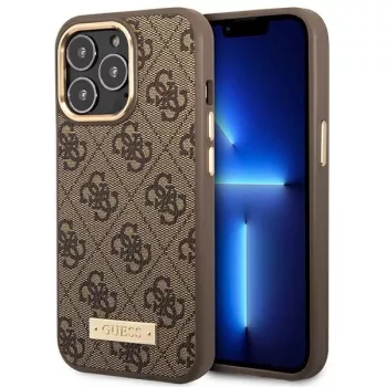   Guess GUHMP14LU4GPRW iPhone 14 Pro 6.1 " 4G Logo Plate MagSafe tok, barna
