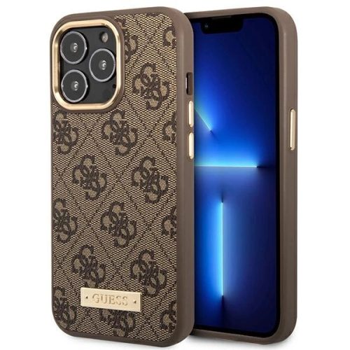 Guess GUHMP14LU4GPRW iPhone 14 Pro 6.1 " 4G Logo Plate MagSafe tok, barna