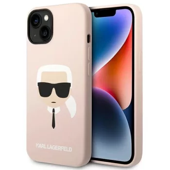   Karl Lagerfeld KLHMP14SSLKHLP iPhone 14 6,1" Silicone Karl's Head Magsafe light tok, rózsaszín