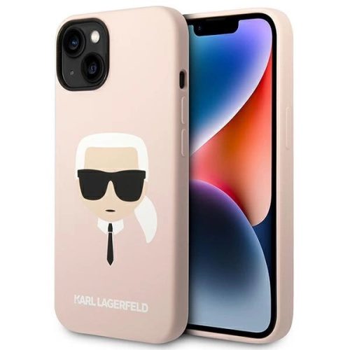 Karl Lagerfeld KLHMP14SSLKHLP iPhone 14 6,1" Silicone Karl's Head Magsafe light tok, rózsaszín