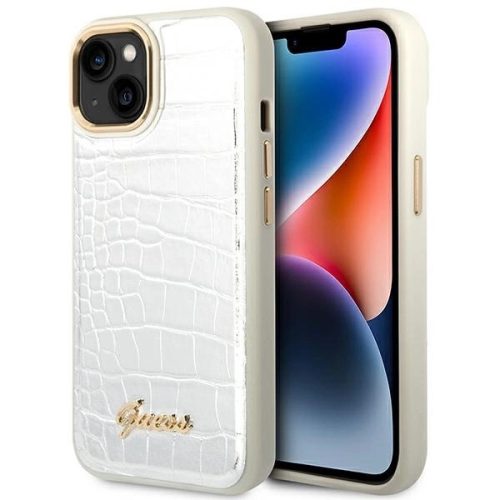 Guess GUHCP14SHGCRHS iPhone 14 6.1" Croco Collection tok, ezüst