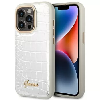   Guess GUHCP14LHGCRHS iPhone 14 Pro 6,1" Croco Collection tok, ezüst