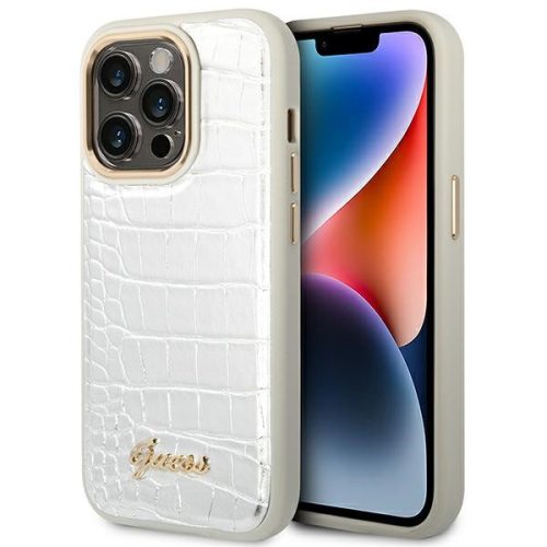 Guess GUHCP14LHGCRHS iPhone 14 Pro 6,1" Croco Collection tok, ezüst