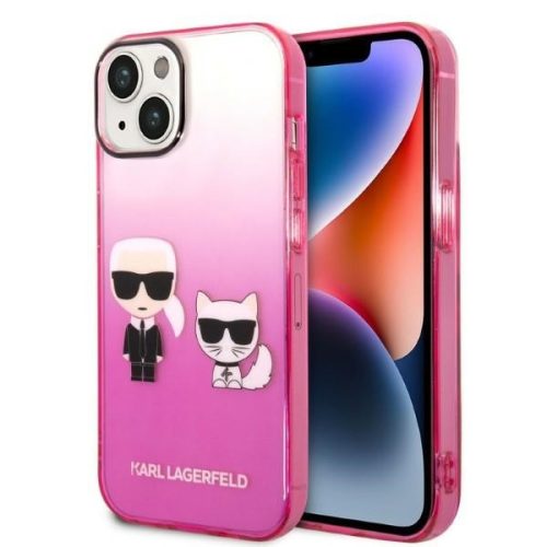 Karl Lagerfeld KLHCP14STGKCP iPhone 14 6,1" Gradient Ikonik Karl & Choupette tok, rózsaszín