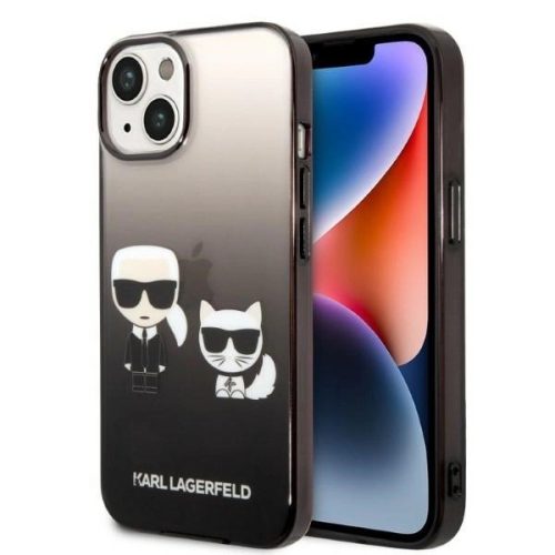 Karl Lagerfeld KLHCP14STGKCK iPhone 14 6,1" Gradient Ikonik Karl & Choupette tok, fekete