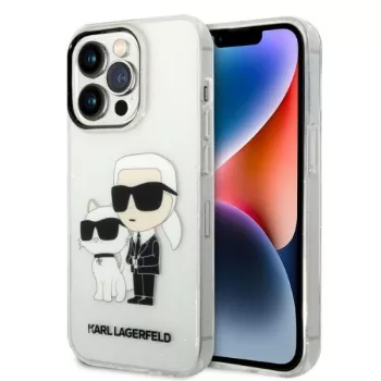   Karl Lagerfeld KLHCP14XHNKCTGT iPhone 14 Pro Max 6,7" Glitter Karl&Choupette tok, átlátszó