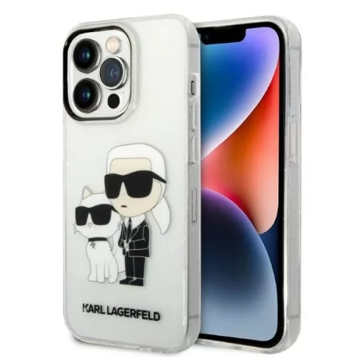 Karl Lagerfeld KLHCP14XHNKCTGT iPhone 14 Pro Max 6,7" Glitter Karl&Choupette tok, átlátszó