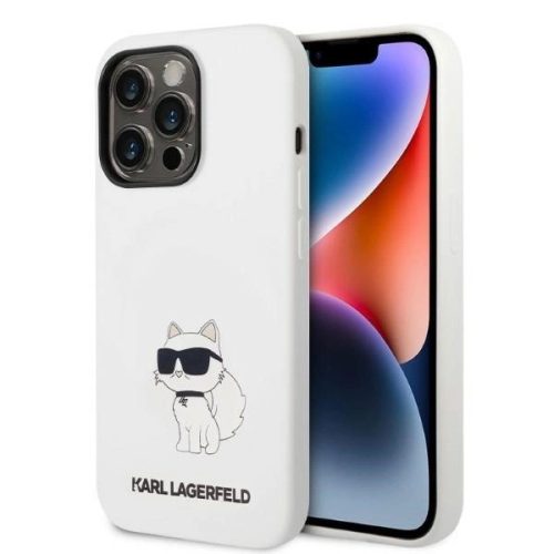 Karl Lagerfeld KLHMP14XSNCHBCH iPhone 14 Pro Max 6.7" Silicone Choupette MagSafe tok, fehér