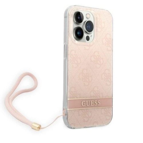 Guess GUOHCP14LH4STP iPhone 14 Pro 6.1 " 4G Print Strap tok, rózsaszín
