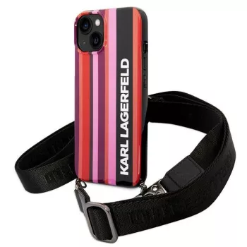  Karl Lagerfeld KLHCP14MSTSTP iPhone 14 Plus / 15 Plus 6,7" Color Stripes Strap tok, rózsaszín
