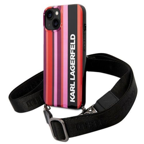 Karl Lagerfeld KLHCP14MSTSTP iPhone 14 Plus / 15 Plus 6,7" Color Stripes Strap tok, rózsaszín