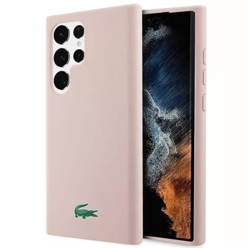 Lacoste LCHCS23LSLOLP Samsung Galaxy S23 Ultra, világos hátlap, tok Silicone, rózsaszín