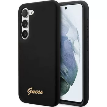   Guess GUHCS23SSLSMK Samsung Galaxy S23 hátlap, tok Silicone Vintage Gold Logo, fekete