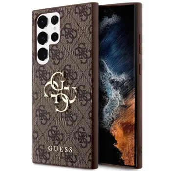   Guess GUHCS23L4GMGBR 4G Big Metal Logo Samsung Galaxy S23 Ultra hátlap, tok, barna