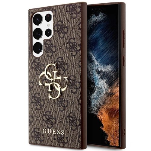 Guess GUHCS23L4GMGBR 4G Big Metal Logo Samsung Galaxy S23 Ultra hátlap, tok, barna