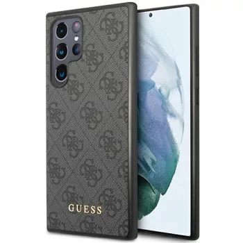   Guess GUHCS23LG4GFGR Samsung Galaxy S23 Ultra hátlap, tok 4G Metal Gold Logo, szürke