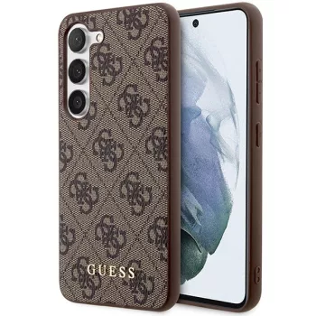   Guess GUHCS23SG4GFBR Samsung Galaxy S23 hátlap, tok 4G Metal Gold Logo, barna