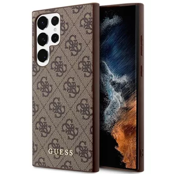   Guess GUHCS23LG4GFBR Samsung Galaxy S23 Ultra hátlap, tok 4G Metal Gold Logo, barna