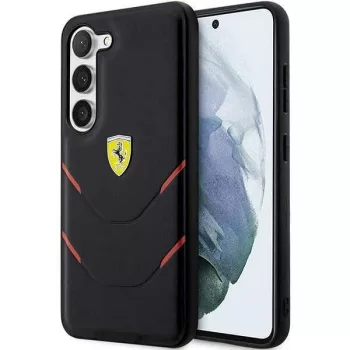   Ferrari FEHCS23SPBAK Hot Stamp Lines Samsung Galaxy S23, hátlap, tok, fekete