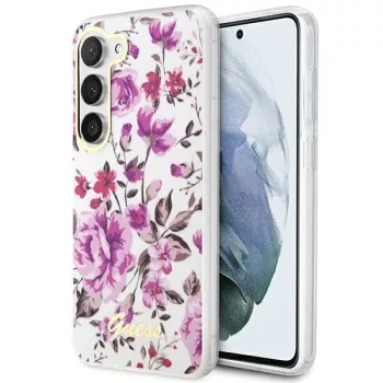   Guess GUHCS23SHCFWST Samsung Galaxy S23 hátlap, tok Flower Collection, fehér