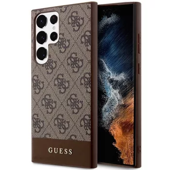   Guess GUHCS23LG4GLBR Samsung Galaxy S23 Ultra hátlap, tok 4G Stripe Collection, barna