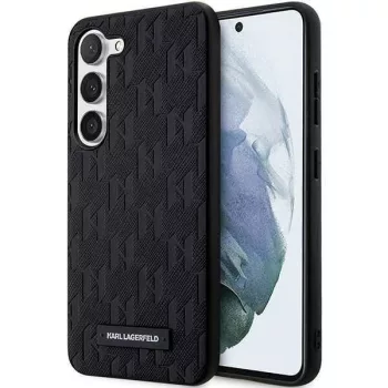   Karl Lagerfeld KLHCS23SSAKLHPK Saffiano Mono Metal Logo Samsung Galaxy S23 hátlap, tok, fekete