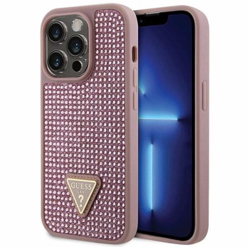 Guess iPhone 14 Pro 6,1" GUHCP14LHDGTPP Rhinestone Triangle tok, rózsaszín