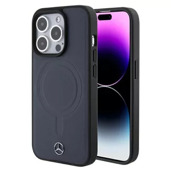   Mercedes MEHMP15L23RCMV iPhone 15 Pro 6.1" tok, sötétkék hardcase Smooth Leather MagSafe