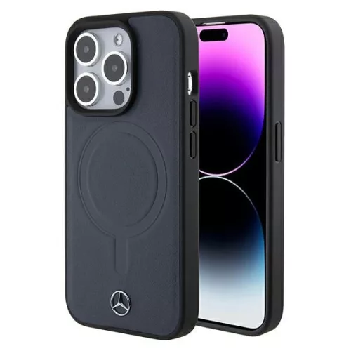 Mercedes MEHMP15L23RCMV iPhone 15 Pro 6.1" tok, sötétkék hardcase Smooth Leather MagSafe